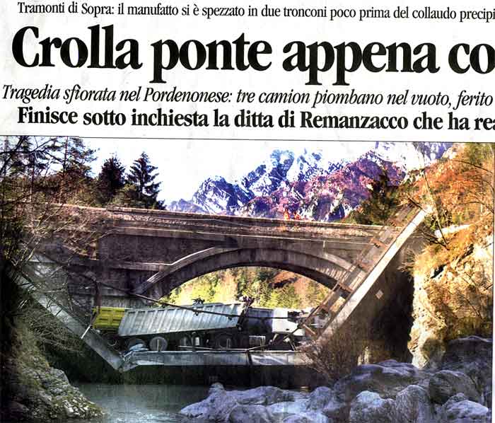 Ponte appena costruito crolla, tragedia sfiorata